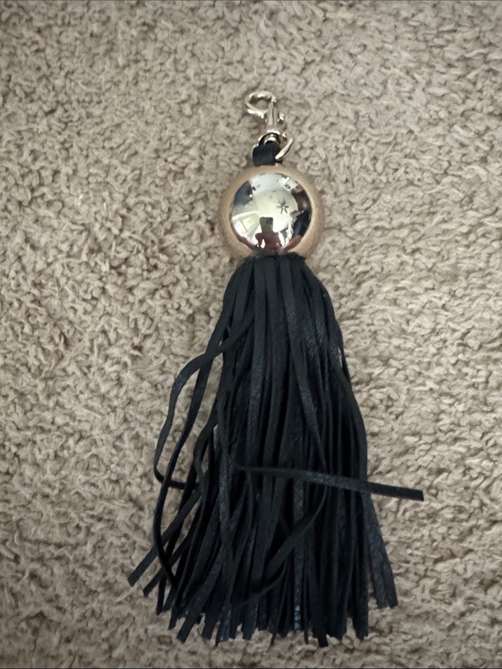 Gucci Authentic Black Leather Tassel Bag Charm